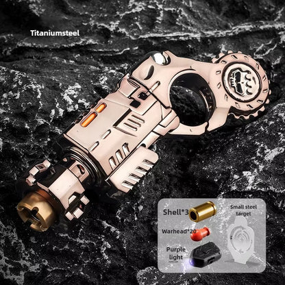 Shell-Ejecting Alloy Toy Pistol Set Stress Relief Fidget Sensory Toy Mini Finger Spinning Top EDC Desk Gadget Gift for Teen Boys